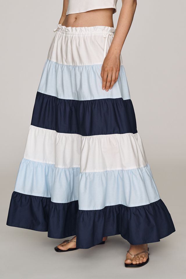 Hutch 100% Cotton Colorblock Maxi Skirt #1
