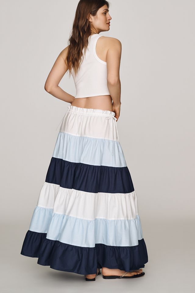 Hutch 100% Cotton Colorblock Maxi Skirt #3