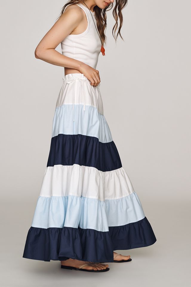 Hutch 100% Cotton Colorblock Maxi Skirt #4