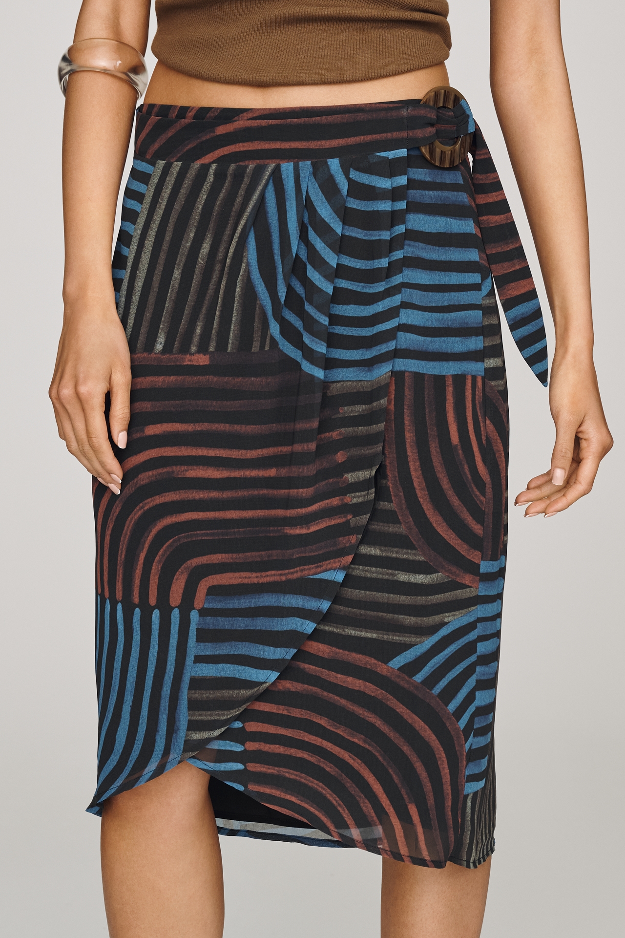 Hutch Curved Brushstroke Midi Skirt