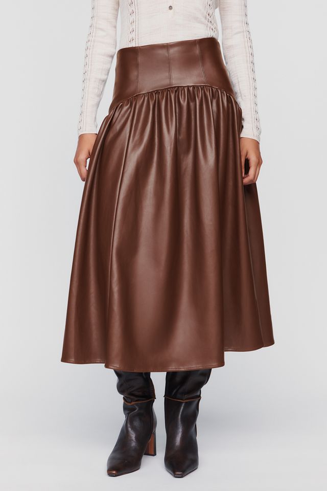 Hutch Maeden Faux Leather Midi Skirt #1