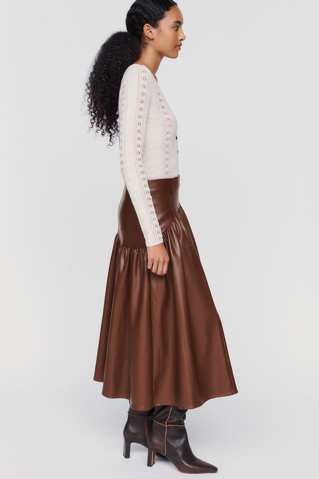Hutch Maeden Faux Leather Midi Skirt #3