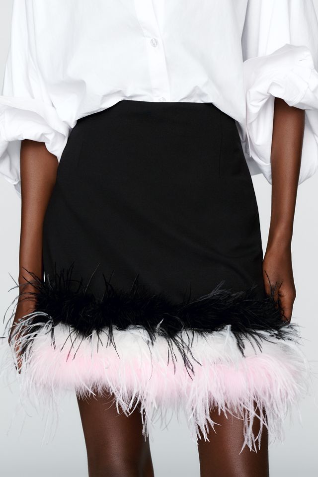 Hutch Faux Feather Trim Mini Skirt  #1