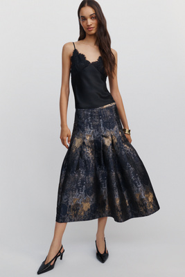 Hutch Metallic Jacquard Midi Skirt by Anthropologie