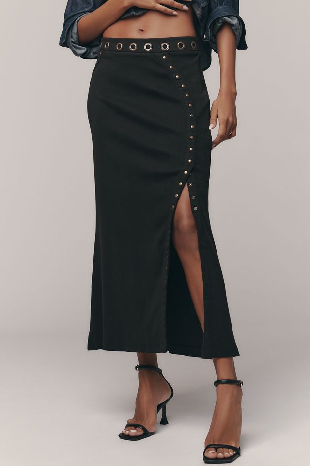By Anthropologie Hardware Detail Ribbed Midi Skirt #2