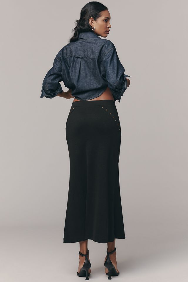By Anthropologie Hardware Detail Ribbed Midi Skirt #1