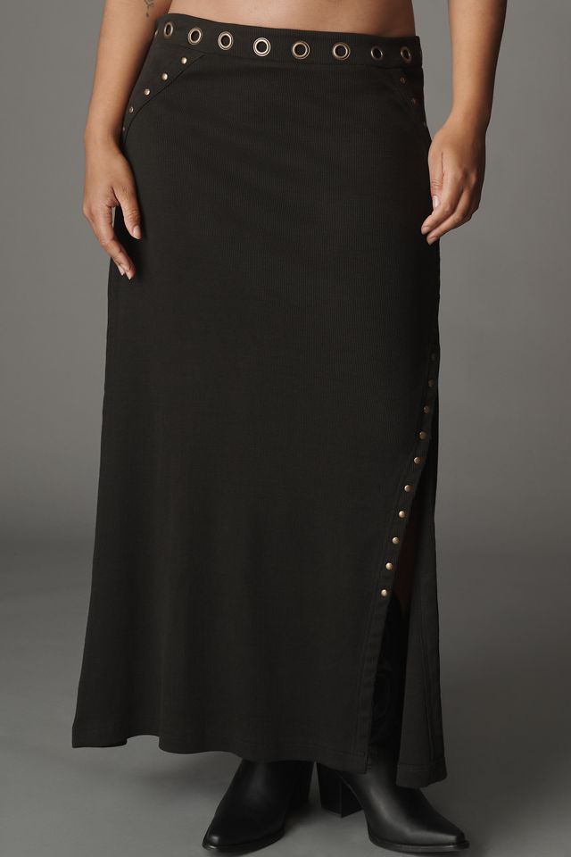 By Anthropologie Hardware Side-Slit Column Midi Skirt #5