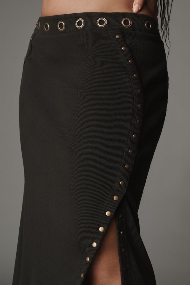 By Anthropologie Hardware Side-Slit Column Midi Skirt #6
