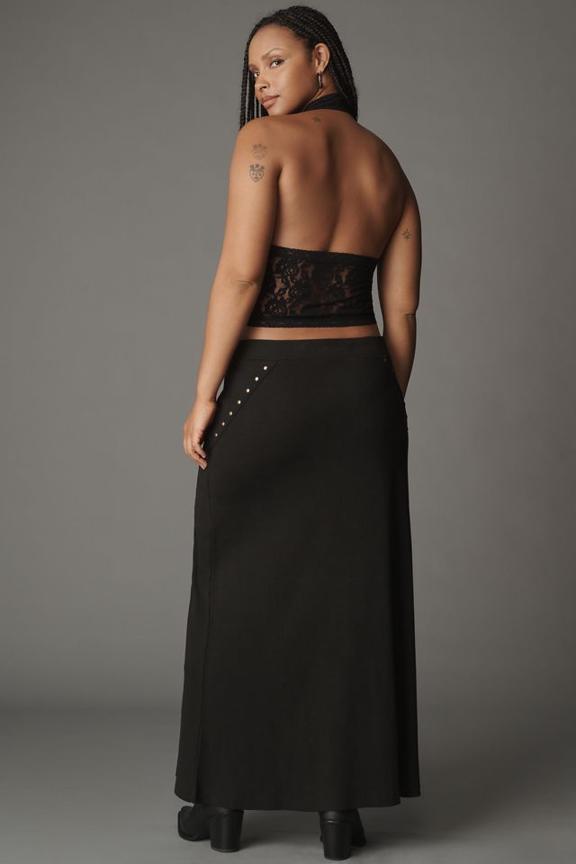 By Anthropologie Hardware Side-Slit Column Midi Skirt #7