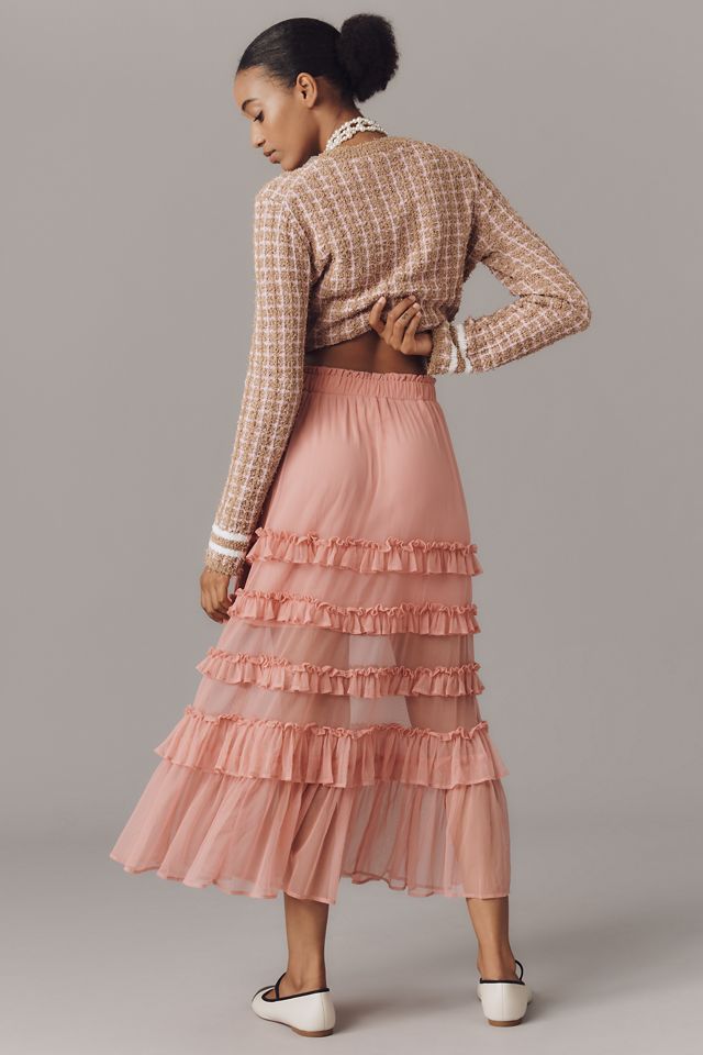 Maeve Ruffled Tulle Tiered Midi Skirt #2