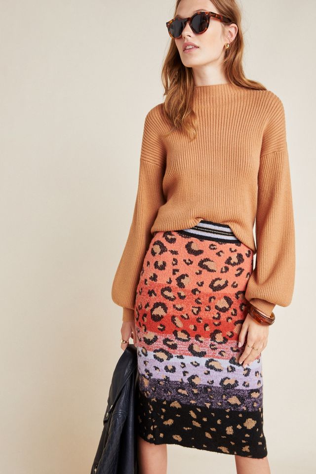 Leopard sweater on sale knit pencil skirt