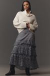 RIXO Preslee Ruffle Midi Skirt | Anthropologie