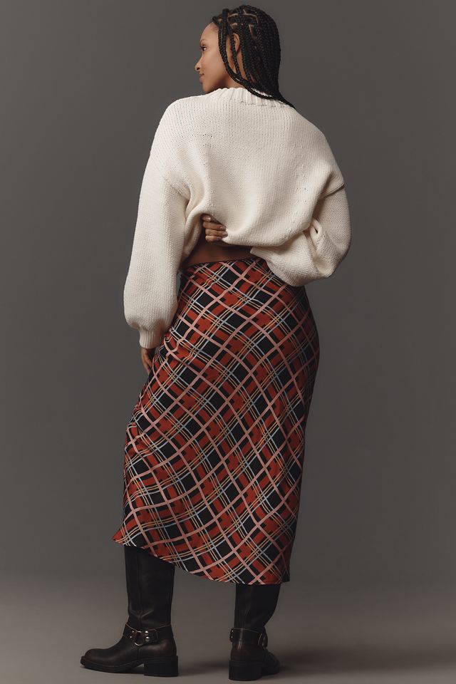 RIXO Ardith Check Midi Slip Skirt #7