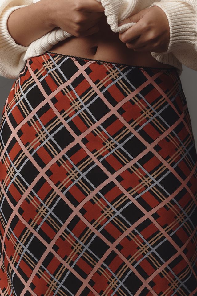 RIXO Ardith Check Midi Slip Skirt #8