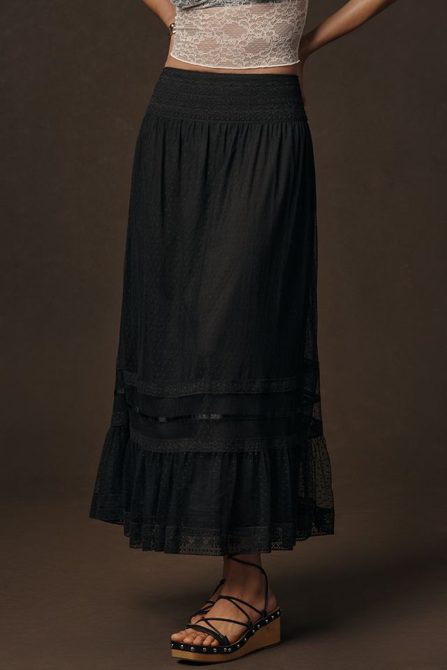 RIXO Tuta Tiered Lace Maxi Skirt #1