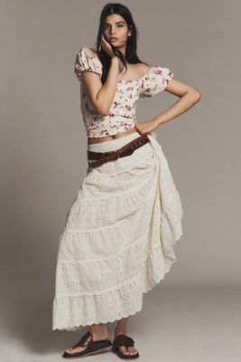 【Anthropologie】RIXO プレスリー フリル ミディスカート RIXO Preslee Ruffle Midi Skirt | Anthropologie