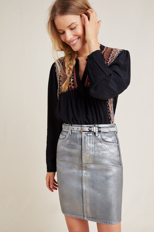 Pilcro and the letterpress best sale denim skirt