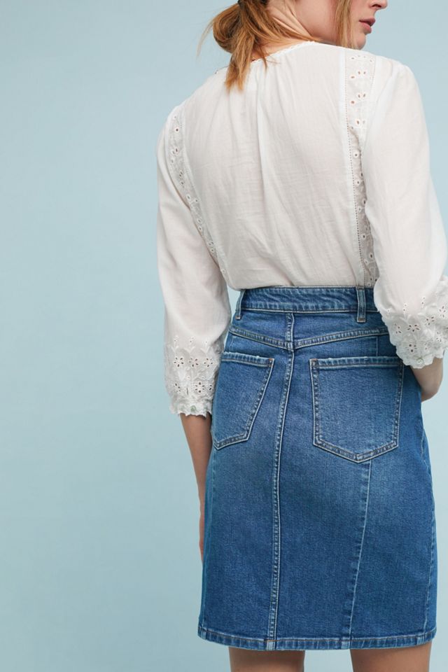 Pilcro Seamed Denim Pencil Skirt #1