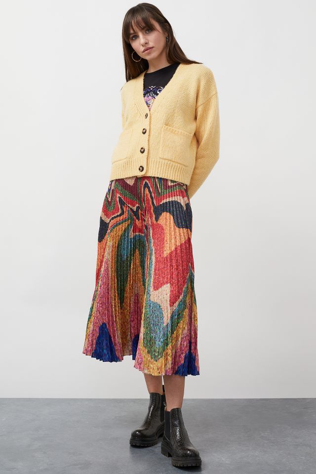 Lydia Pleated Rainbow Midi Skirt | Anthropologie UK
