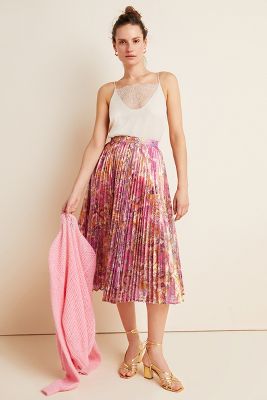 Gold pleated shop skirt anthropologie