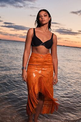 Fringe orange skirt sales