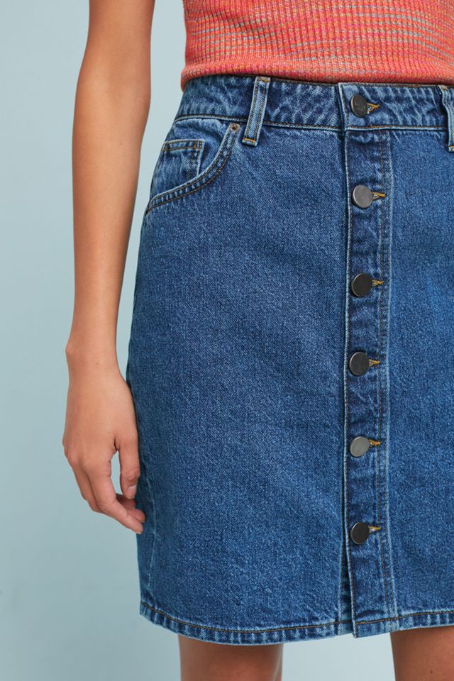 Denim Button-Front Skirt #1