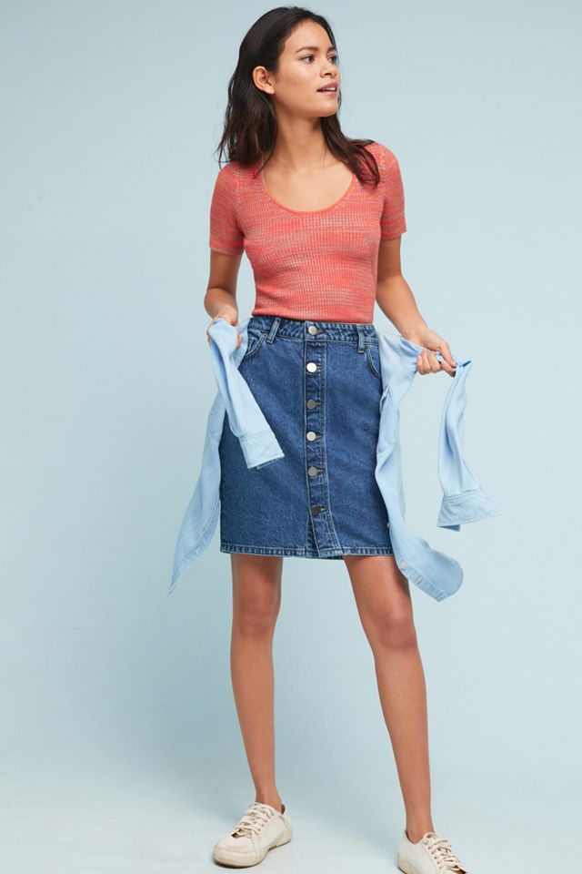 Denim Button-Front Skirt #2