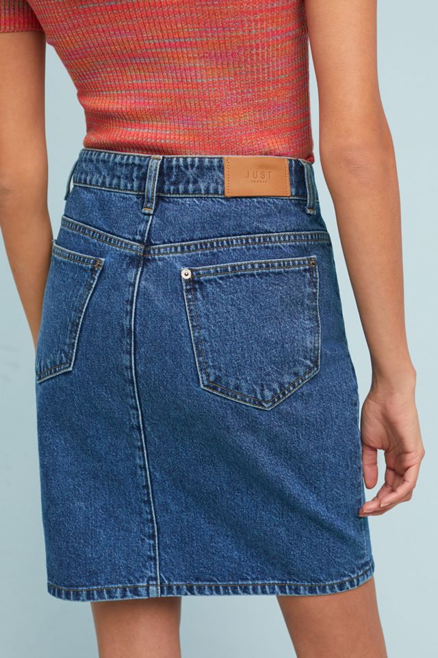 Denim Button-Front Skirt #3