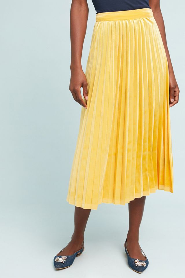 Pleated Velvet Midi Skirt #3