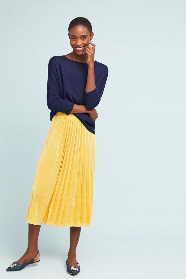 Pleated Velvet Midi Skirt Anthropologie