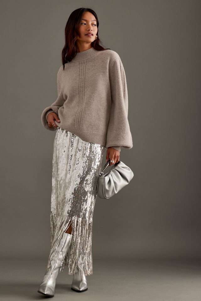Stella Nova Sequin Fringe Midi Skirt #3