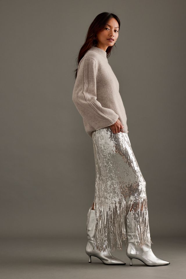 Stella Nova Sequin Fringe Midi Skirt #4