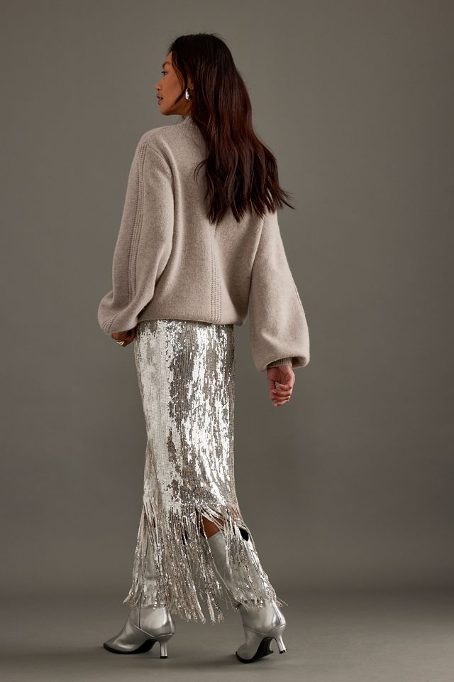 Stella Nova Sequin Fringe Midi Skirt #1