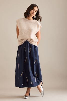Stella Nova Embroidered Midi Skirt