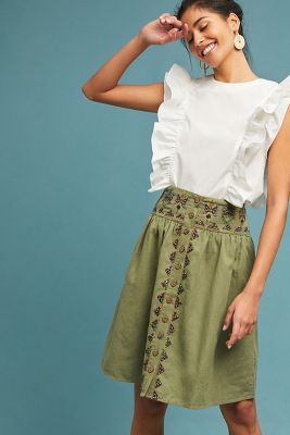 anthropologie embroidered skirt