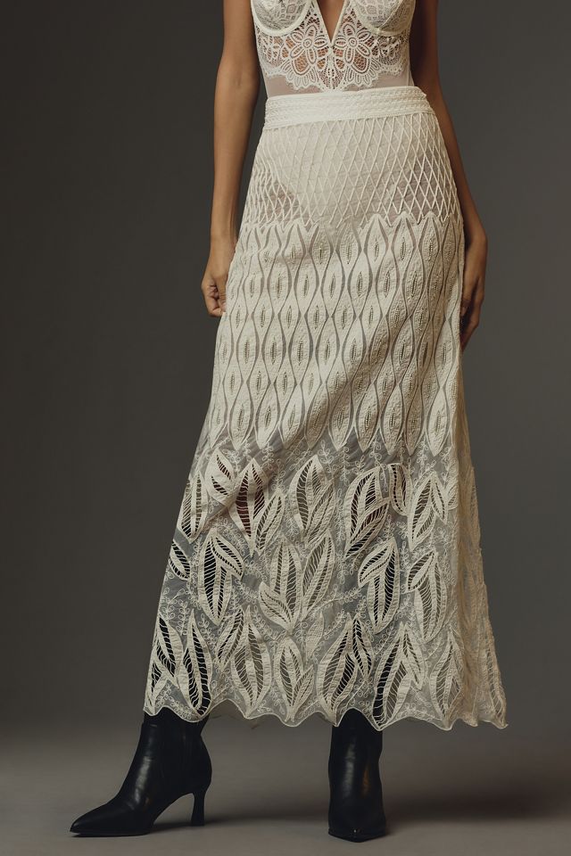 By Anthropologie Woven Column Sheer Maxi Skirt #1