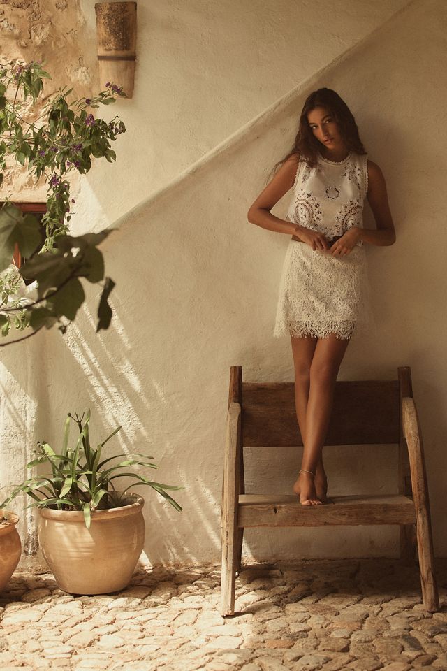 By Anthropologie Layered Lace Mini Skirt #4