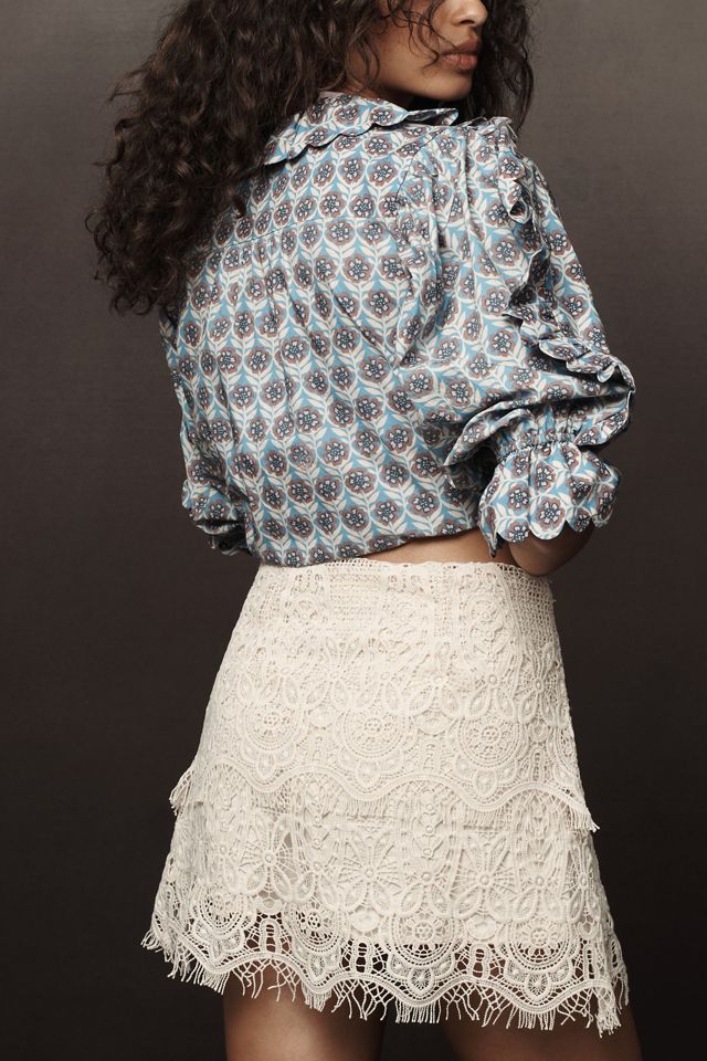 By Anthropologie Layered Lace Mini Skirt #2