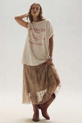 Asymmetric Drop-Waist Lace Midi Skirt