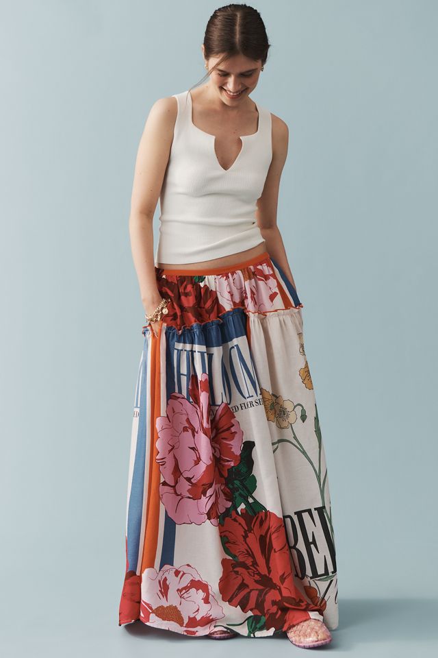Maeve Linen Blend Printed Maxi Skirt #2