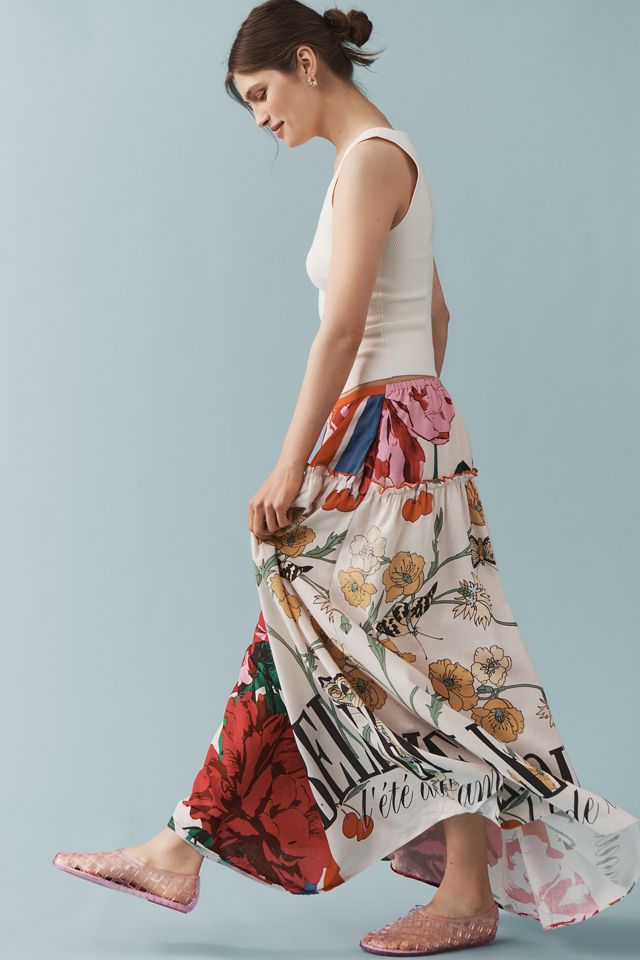 Maeve Linen Blend Printed Maxi Skirt #1
