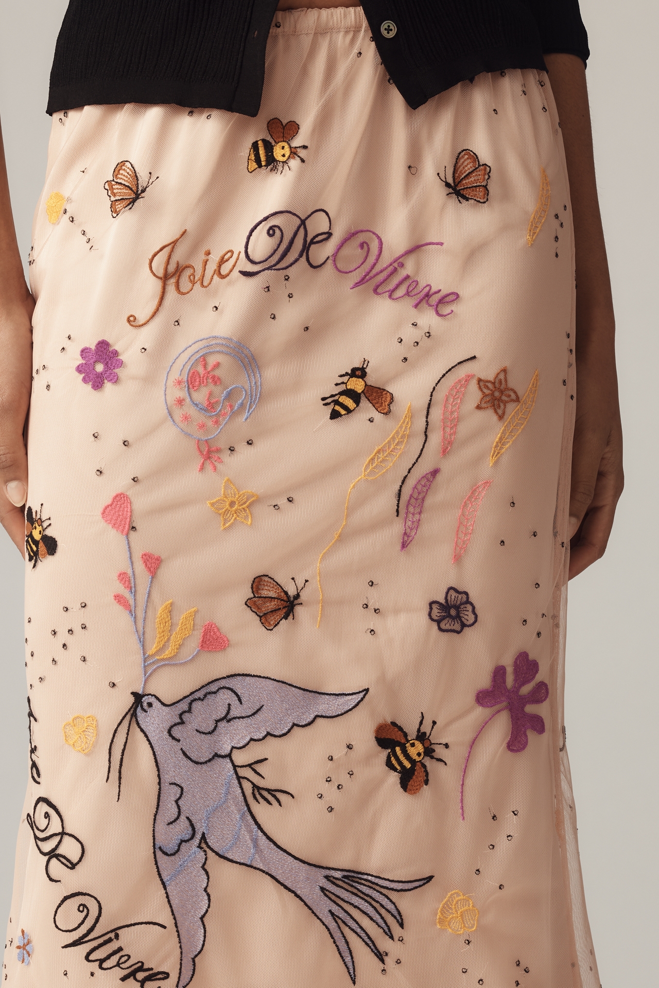 By Anthropologie Icon Embroidered Slim Maxi Skirt