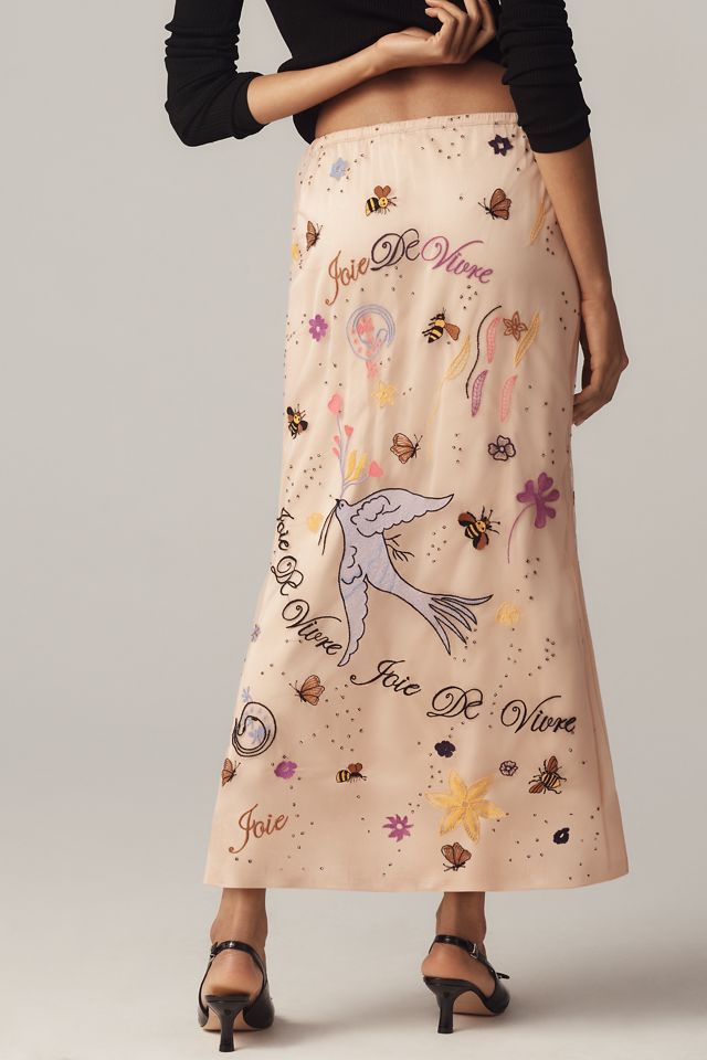 By Anthropologie Icon Embroidered Slim Maxi Skirt #3