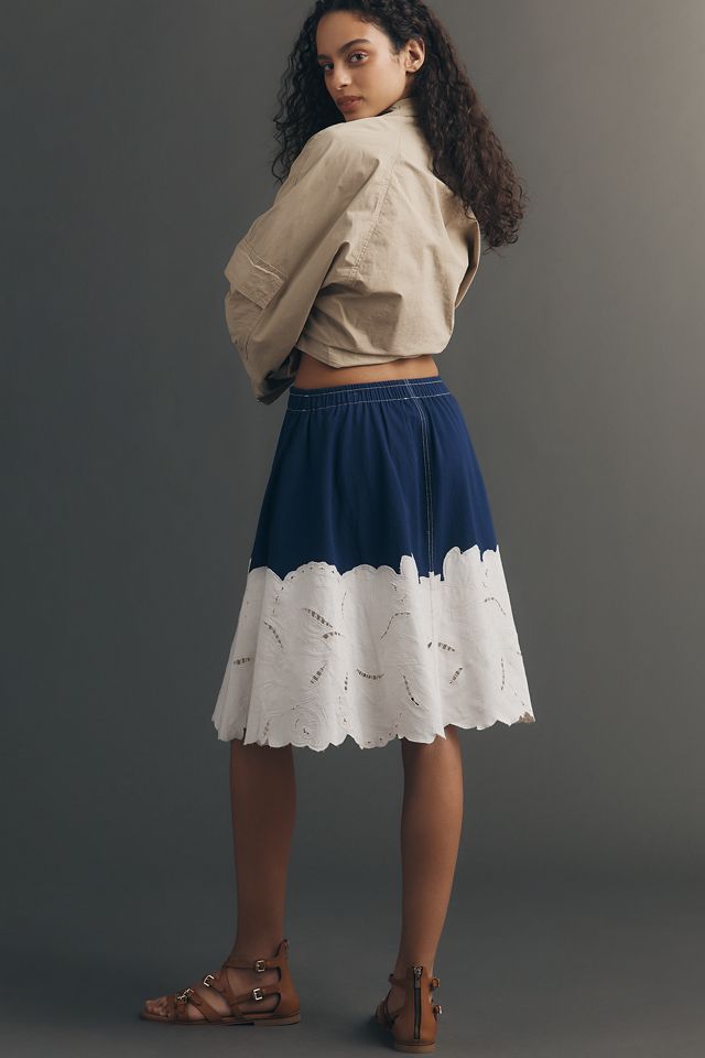 Maeve Eyelet A-Line Midi Skirt #3