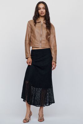 By Anthropologie Lace Pull-On Skirt