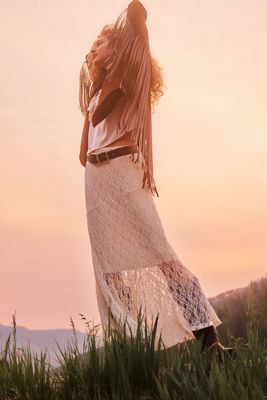 By Anthropologie Lace Pull-On Skirt