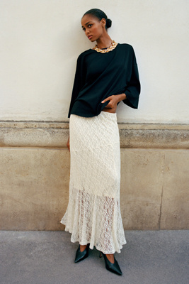 By Anthropologie Lace Pull-On Skirt by Anthropologie