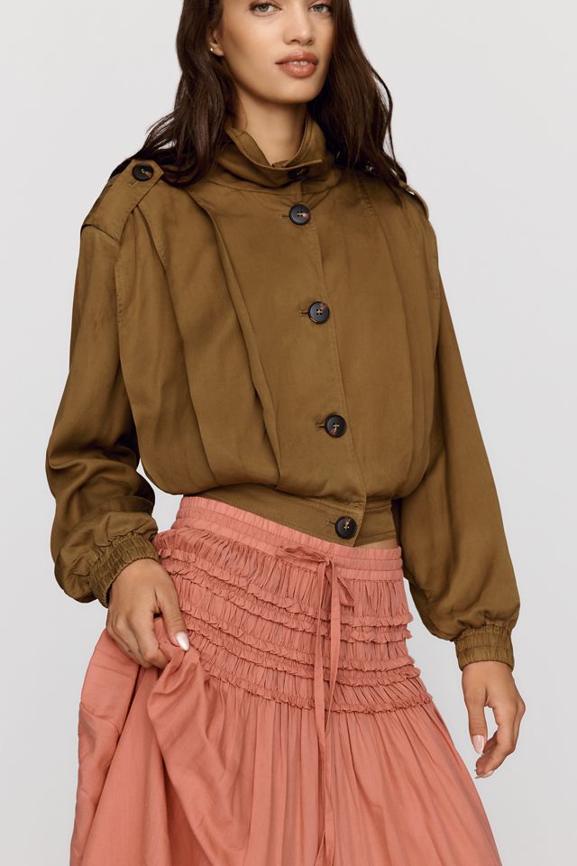 By Anthropologie Smocked Drawstring Midi Skirt #3