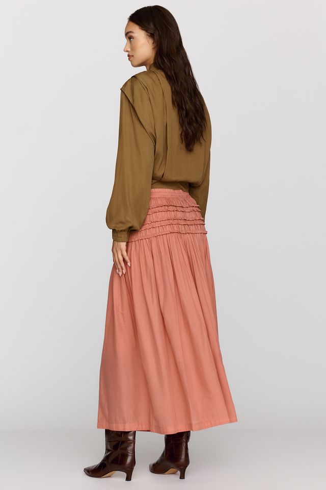 By Anthropologie Smocked Drawstring Midi Skirt #4