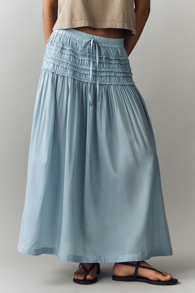 By Anthropologie Smocked Drawstring Midi Skirt #1